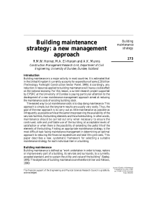 Building Maintenance Strategy - a new management approach