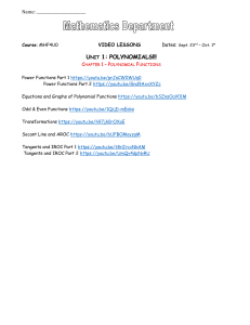 Polynomial Functions Video Lessons for MHF4U0