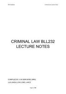 Criminal Law Lecture Notes - Zambian Penal Code