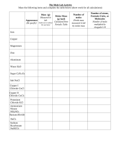 Mole Lab Activity Worksheet