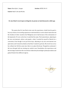 Rizal's Travels & Personal Reflection Essay