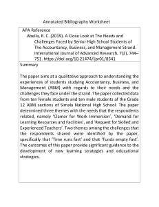 ABM Student Needs & Challenges: Annotated Bibliography