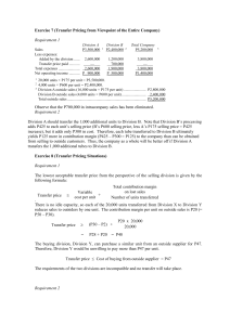 Transfer Pricing Exercises: Company Viewpoint