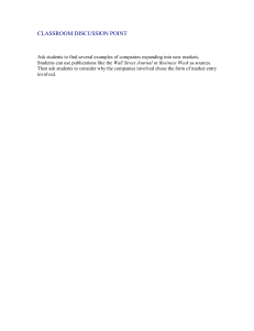 Market Entry Strategies: Classroom Discussion Point