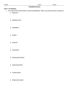 Solubility Review Worksheet: Chemistry Concepts