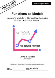 Functions as Models: General Mathematics Module