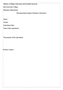 Pharmaceutical Organic Chemistry Lab Report Template