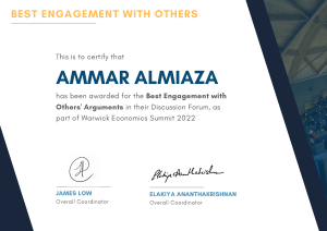 Ammar Almiaza: Best Engagement Award - Warwick Economics Summit