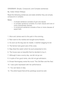 Simple, Compound, Complex Sentences Worksheet
