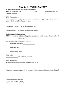 Stoichiometry Worksheet: Mole, Mass, Limiting Reactants