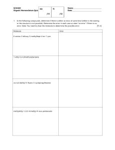 Organic Nomenclature Quiz