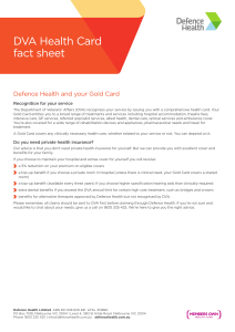 DVA Gold Card Benefits: Defence Health Fact Sheet