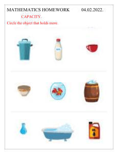 Capacity Math Homework: Elementary School