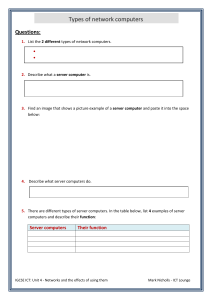 Network Computers: Server & Client Worksheet
