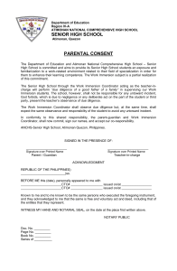 Parental Consent Form for Work Immersion