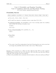 Probability, Confidence Intervals & Hypothesis Testing