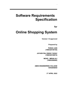 Online Shopping System SRS: Requirements & Specifications
