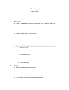 Speech Outline Template: Introduction & Closing