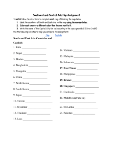 South & East Asia Map Assignment: Countries & Capitals