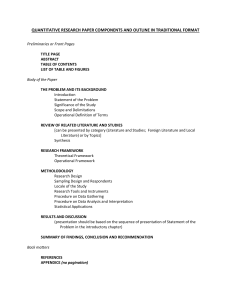 Quantitative Research Paper Outline in Traditional Format
