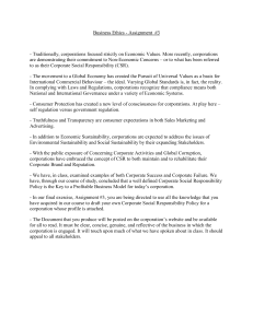 Business Ethics: Corporate Social Responsibility Assignment