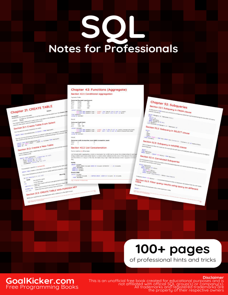 SQL Notes