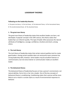 Leadership Theories: Great Man, Trait, Behavioral, More