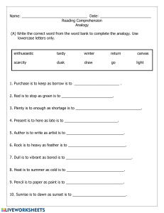 Cell Analogy Worksheet 2