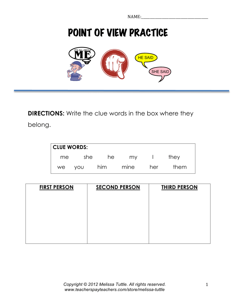 Point Of View Practice Worksheet