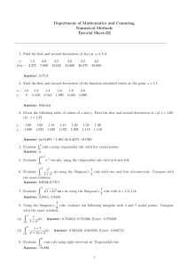 Numerical Methods Tutorial: Derivatives & Integration