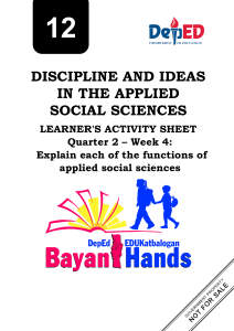 Applied Social Sciences Activity Sheet: Functions Explained