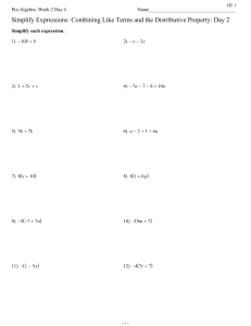 Simplify Expressions: Pre-Algebra Worksheet