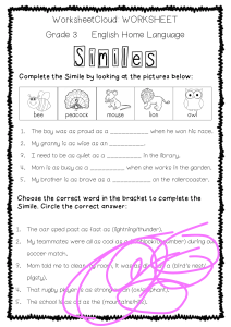 Grade 3 Similes Worksheet: English Home Language Practice