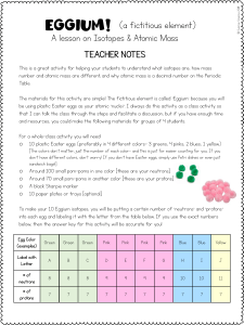 Eggium Isotopes & Atomic Mass Activity Teacher Notes