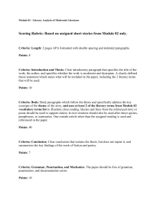 Modernist Literature Analysis Rubric