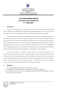 Gulayan sa Paaralan Accomplishment Report S.Y. 2020-2021