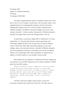 Monterey Peninsula College Essay: Mission & Impressions