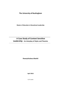 Context Sensitive Leadership Case Study: Styles & Theories