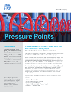 ASME Boiler & Pressure Vessel Code Updates | HSB Newsletter
