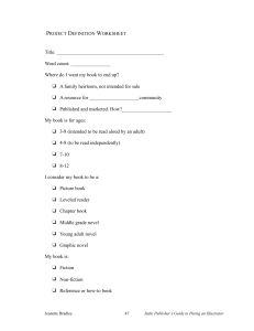 Book Project Definition Worksheet for Illustrators