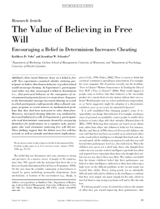 Free Will Beliefs & Cheating: A Psychological Study