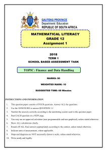 Grade 12 Mathematical Literacy Assignment: Finance & Data