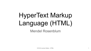 HTML Lecture Notes: Introduction to HyperText Markup Language