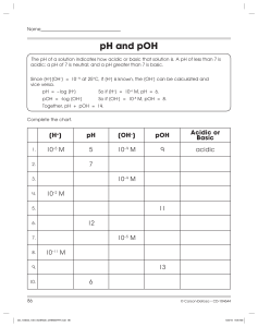 pH and pOH Worksheet: Chemistry Calculations