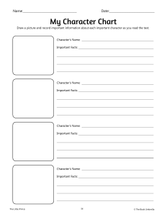 Character Chart Worksheet for The Little Prince