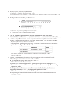 Thermometers and Temperature Worksheet