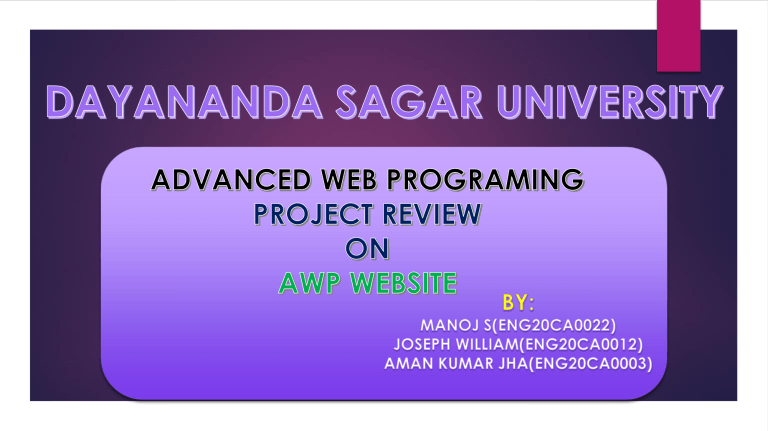 Advanced Web Programming Project Review Presentation
