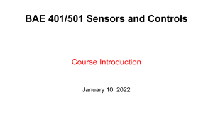 Sensors and Controls Course Introduction
