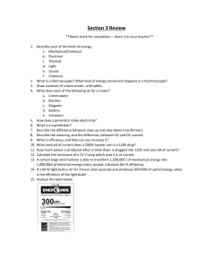 Energy and Electrical Concepts Worksheet