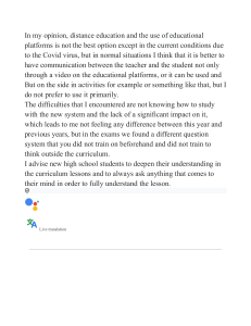 Student Opinion on Distance Education